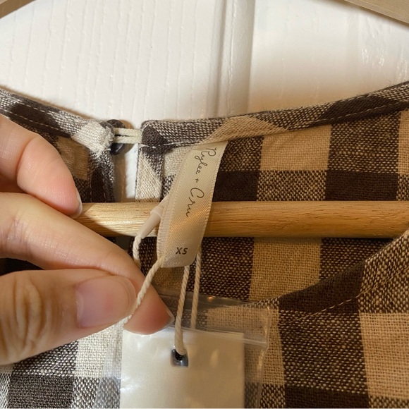 Rylee + Cru NWT Linen Marley Charcoal Checkered Gingham Babydoll Mini Dress XS - Picture 11 of 14